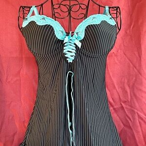 Native Intimates Black and baby blue Lace Chemise